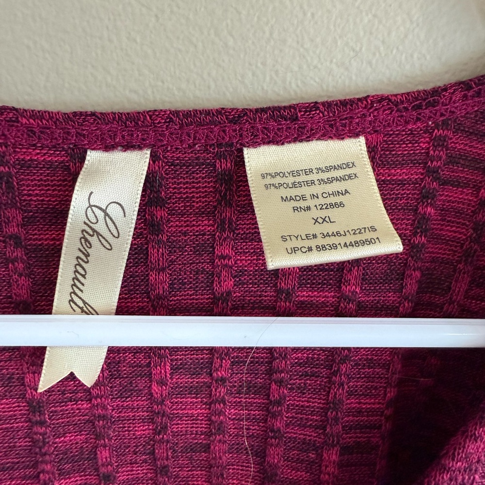 Chenault Red Ribbed Tie Front Long Sleeve Blouse - Picture 3 of 7